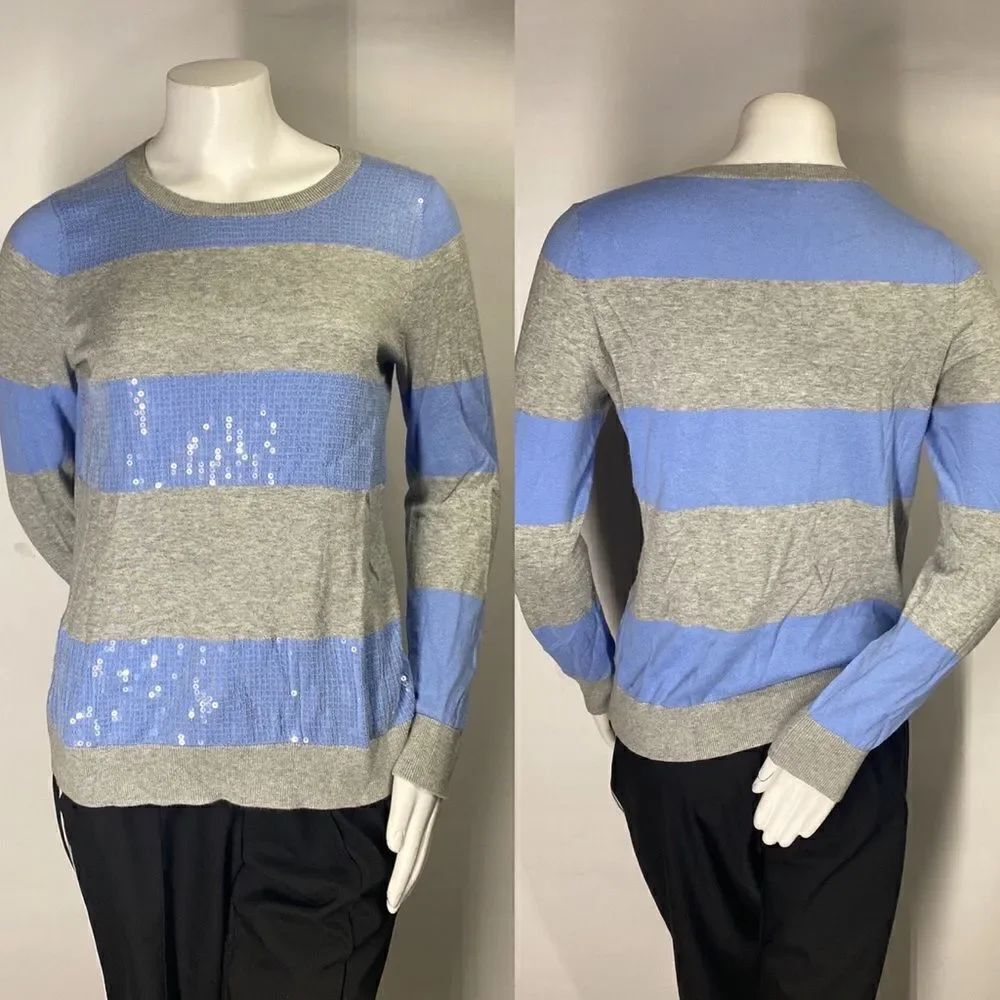 3For$20 Old Navy Strips Blue & Gray Sequins Sweater size: Medium